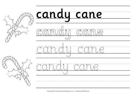 Candy cane handwriting worksheet