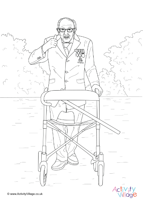 Captain Tom colouring page 1