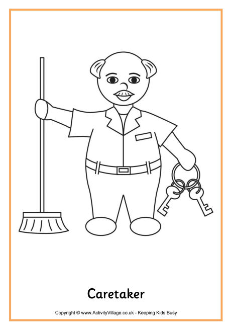 Caretaker colouring page