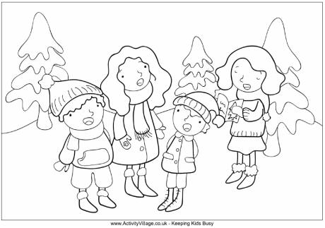 Carol singers colouring page 2