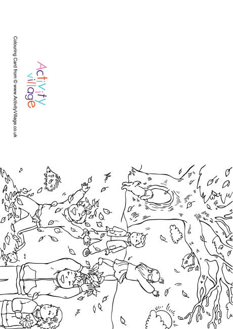 Catching Leaves Colouring Card