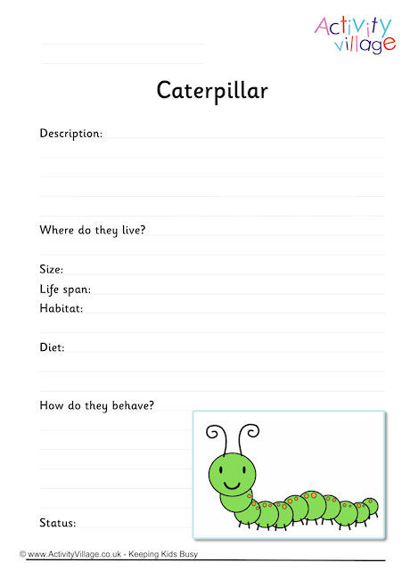 Caterpillar Worksheet