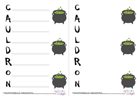 Cauldron Acrostic Poem Printable Cauldron Acrostic Poem Printable