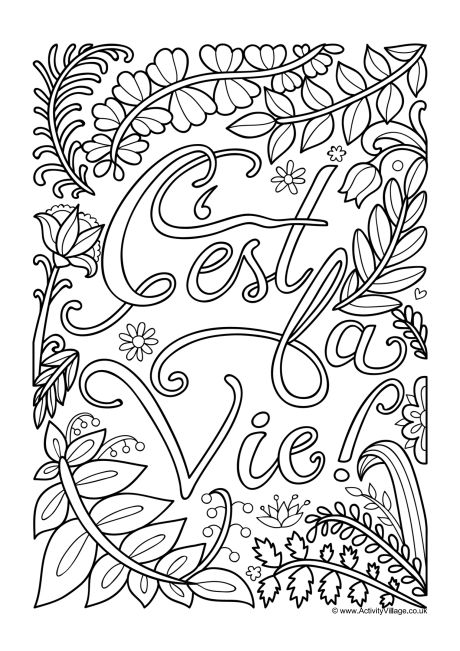 C'est la vie colouring page C'est la vie colouring page