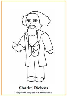 Charles Dickens colouring page