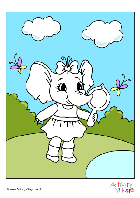 Chasing Butterflies Elephant Colour Pop Colouring Page