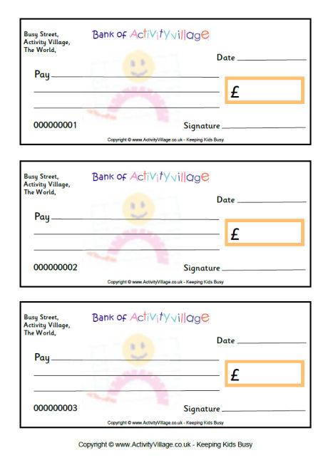 Cheques for kids