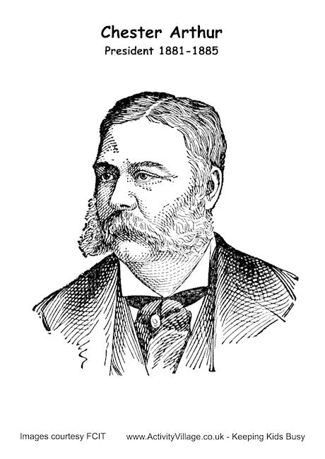 Chester Arthur colouring page