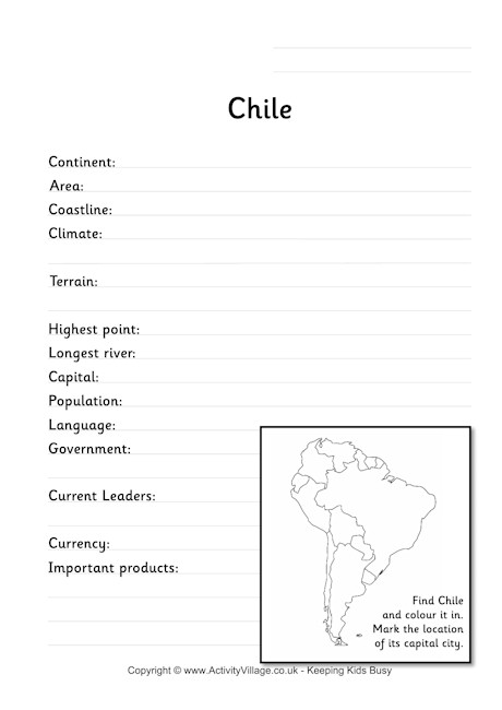 Chile fact worksheet