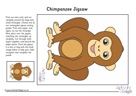 Chimpanzee Printable Jigsaw Chimpanzee Printable Jigsaw