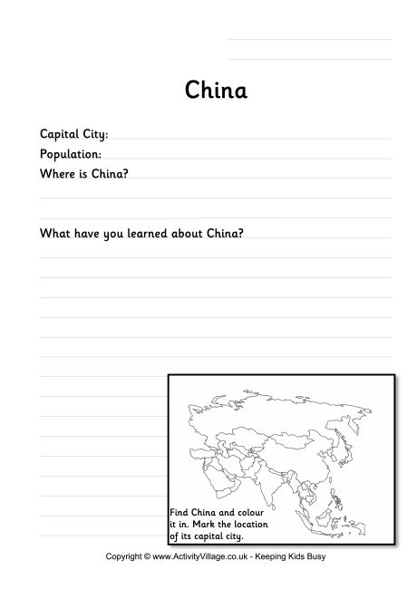 China worksheet