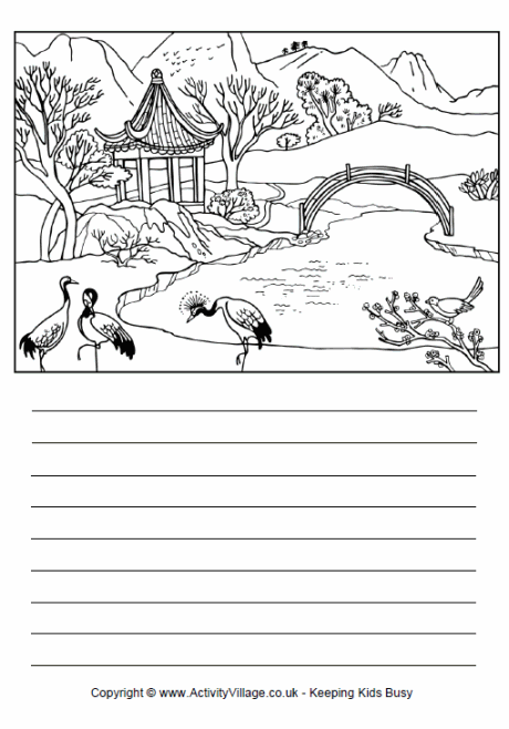 Chinese landscape story paper