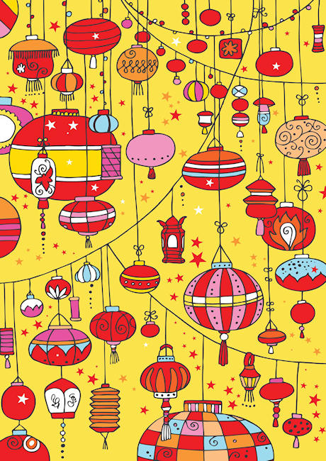 Chinese lanterns scrapbook paper