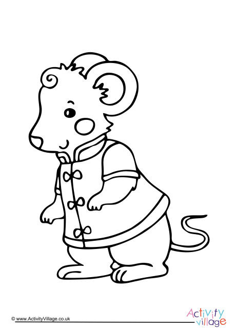 Chinese New Year Rat Colouring Page
