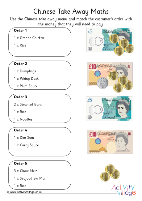Chinese takeaway maths 2