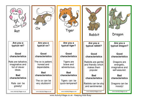Chinese zodiac bookmarks