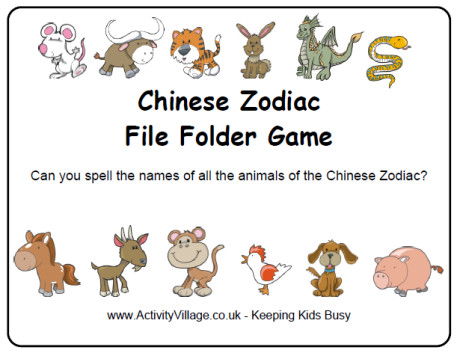 Chinese Zodiac file folder game Chinese Zodiac file folder game
