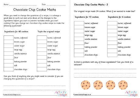 Chocolate chip cookies worksheet Chocolate chip cookies worksheet