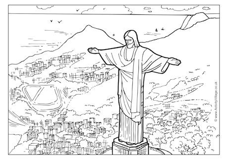 Christ the Redeemer colouring page