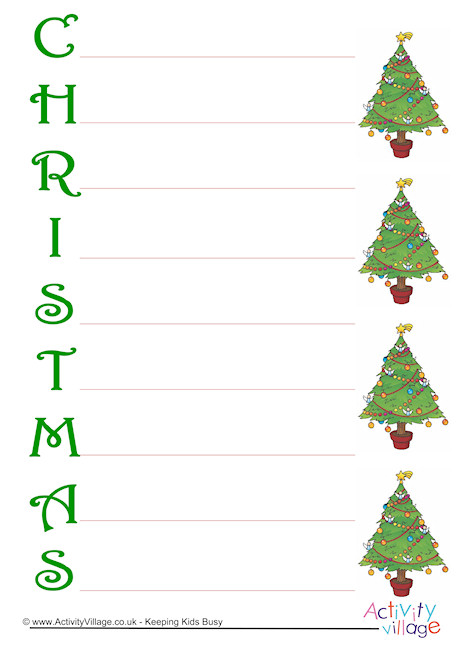 Christmas Acrostic Poem Printable