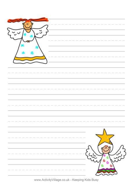 Christmas angel writing paper