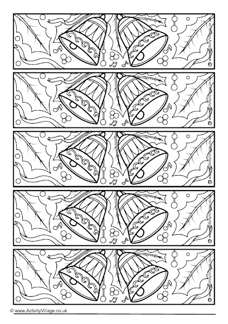 Christmas bells colouring bookmarks