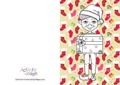 Christmas boy colour pop colouring card
