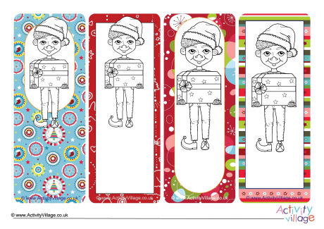 Christmas boy colouring bookmarks