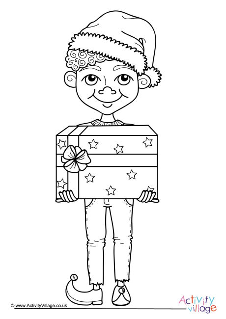 Christmas boy colouring page
