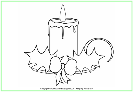 Christmas candle colouring page 2