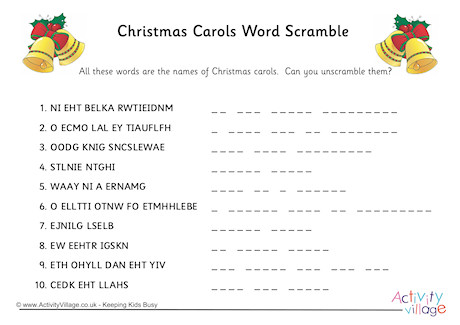 Christmas Carols Word Scramble
