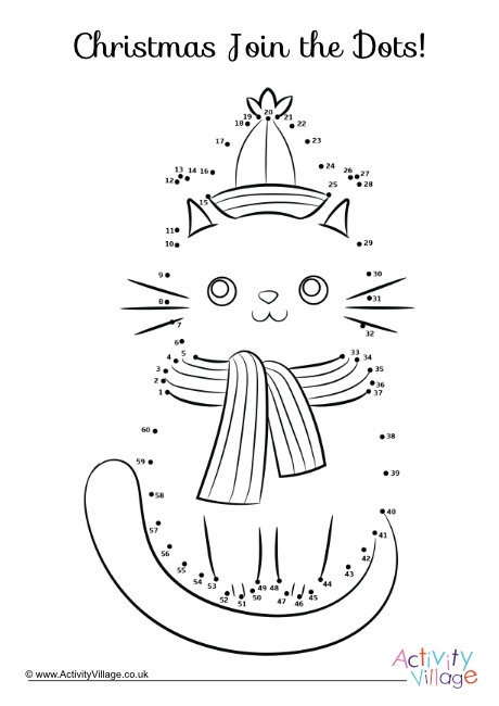 Christmas Cat Dot To Dot 