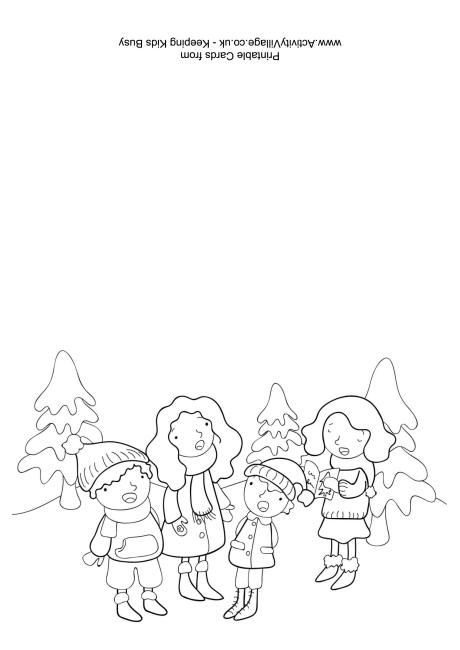 Christmas Carol Singers Colouring Card 