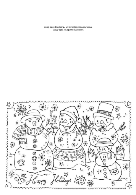 Christmas Snowmen Colouring Card