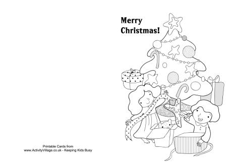 Decorating the Tree Colouring Card