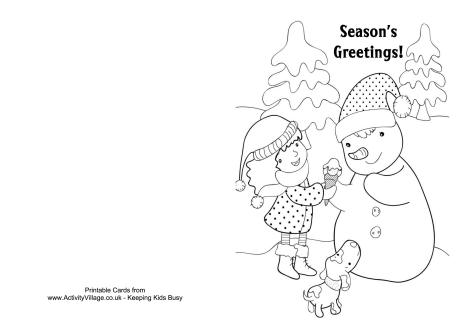 Friendly Snowman Colouring Card
