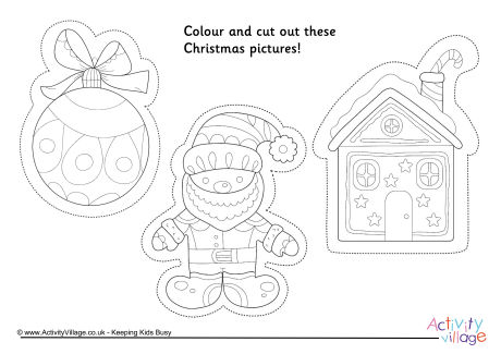 Christmas colouring picture cutouts 1 Christmas colouring picture cutouts 1