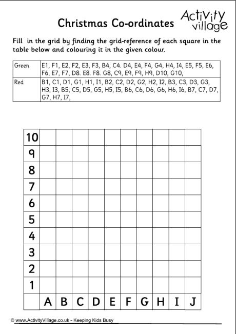 christmas coordinates colouring easy