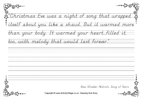 Christmas Copywork Song Of Years