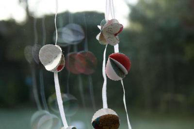 Christmas dotty 3D garland in window