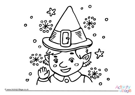 Christmas elf colouring page 2