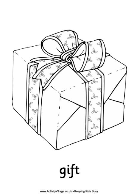 Christmas gift colouring page