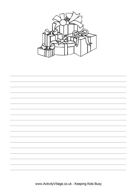 Christmas gifts writing paper