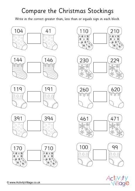 Christmas Greater Than Less Than Worksheet 2