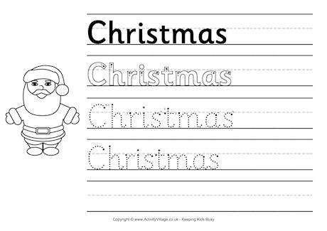 Christmas handwriting worksheet