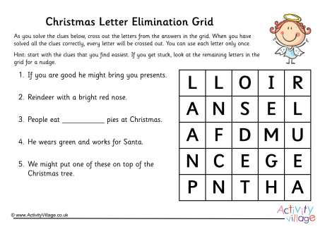 Christmas Letter Elimination Grid
