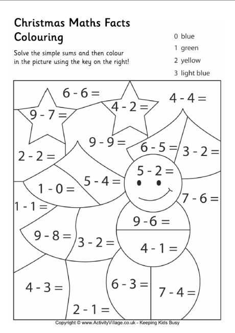 Αποτέλεσμα εικόνας για Christmas Maths Facts Colouring Page