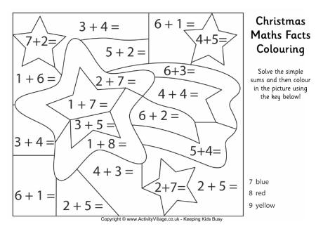 Αποτέλεσμα εικόνας για Christmas Maths Facts Colouring Page