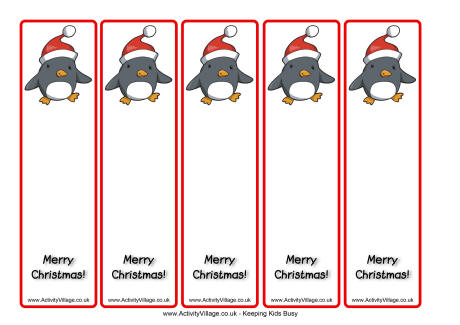 Christmas penguin bookmarks