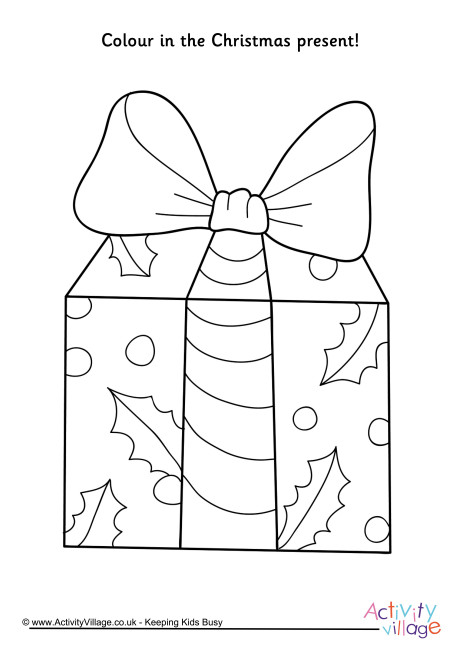 Christmas present colouring page 3